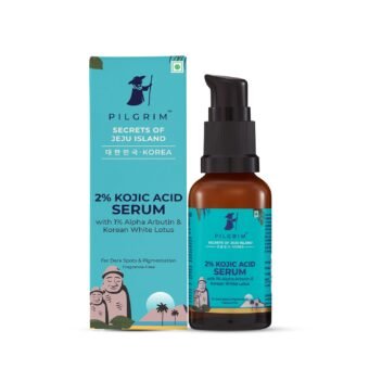 Pilgrim 2% Kojic Acid Serum for face (30 ml) with 1% Alpha Arbutin & Korean White Lotus For Acne & Darks spots| Anti-pigmentation Face Serum For Men & Women | For All Skin Types