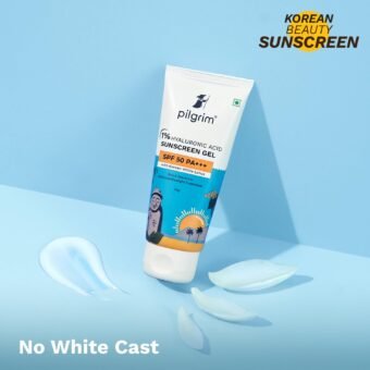 Pilgrim 1% Hyaluronic Acid Sunscreen Gel | Sunscreen SPF 50 +++ for men and women with Korean White Lotus | Broad spectrum, Non-greasy, No white cast & Prevents Tanning | All skin types | 50