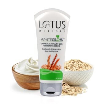 Lotus Herbals WhiteGlow Skin Brightening Oatmeal & Yogurt Scrub | Gentle Exfoliator | Removes Tan and Blackheads | Face Scrub for Women & Men |