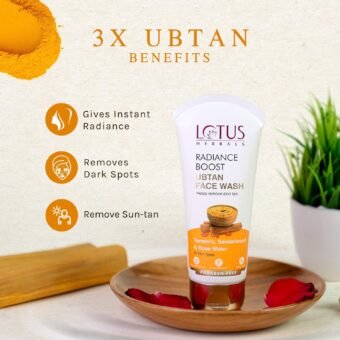 Lotus Herbals Radiance Boost Ubtan Face Wash| Turmeric, Sandalwood and Rose Water |Glowing Skin |Reducing Dark Spots |Paraben free |Mineral Oil Free|