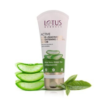 Lotus Herbals Active Aloe + Niacinamide Brightening Revival Scrub| Removes Impurities & Exfoliates|Praben Free|All Skin Types|100gm