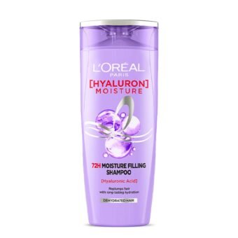 L’Oreal Paris Moisture Filling Shampoo, With Hyaluronic Acid, For Dry & Dehydrated Hair, Adds Shine & Bounce, Hyaluron Moisture 72H, 180ml